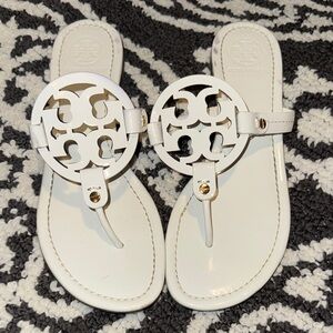 Tory Burch White Logo Miller Sandals